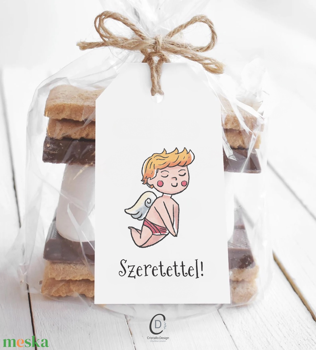 Valentin napra ajándékkísérő, Valentin napi angyal ajándékátadó kártya szett 4 db - otthon & életmód - papír, írószer - ajándékozás kellékei - ajándékkísérő - Meska.hu