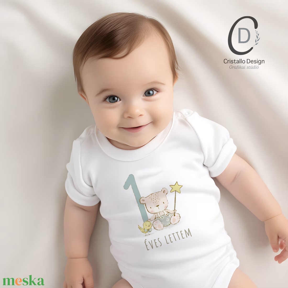 Születésnapi baba body, erdei állatos, süni, medve - baba - mama - babaruházat - baba body - Meska.hu