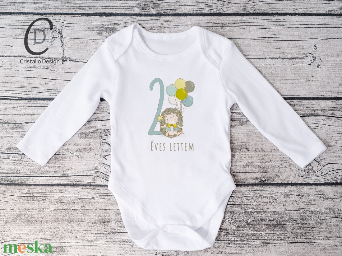 Születésnapi baba body, erdei állatos, süni, medve - baba - mama - babaruházat - baba body - Meska.hu