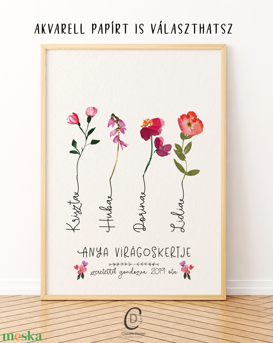 Anya virágoskertje,  anyák napi poszter a gyerekek nevével - otthon & életmód - dekoráció - kép & falikép - poszter - Meska.hu