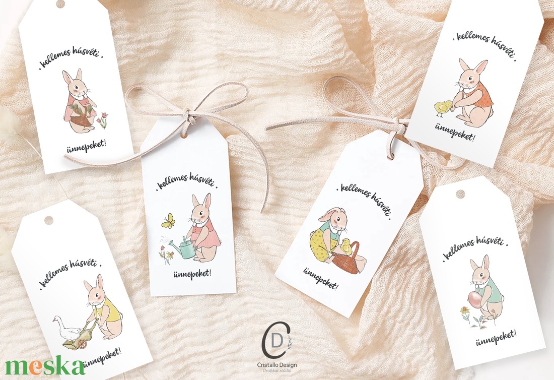 Húsvéti ajándékkísérő, tavaszi ajándékátadó címke szett 6 db - otthon & életmód - papír, írószer - ajándékozás kellékei - ajándékkísérő - Meska.hu