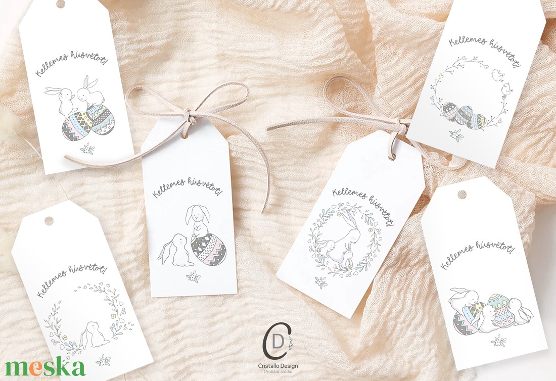 Húsvéti ajándékkísérő, nyuszis ajándékátadó címke szett 6 db - otthon & életmód - papír, írószer - ajándékozás kellékei - ajándékkísérő - Meska.hu