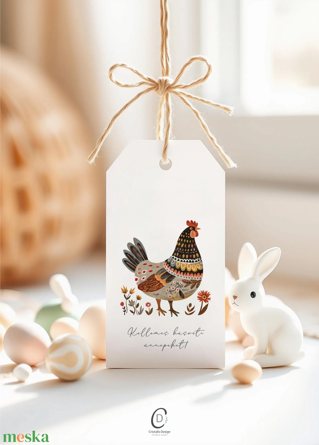 Húsvéti ajándékkísérő, folk ajándékátadó címke szett 6 db - otthon & életmód - papír, írószer - ajándékozás kellékei - ajándékkísérő - Meska.hu