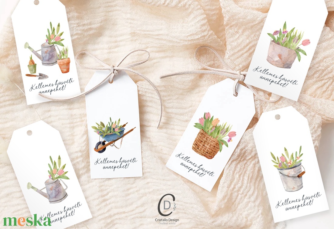 Húsvéti ajándékkísérő, tavaszi ajándékátadó címke szett 6 db - otthon & életmód - papír, írószer - ajándékozás kellékei - ajándékkísérő - Meska.hu