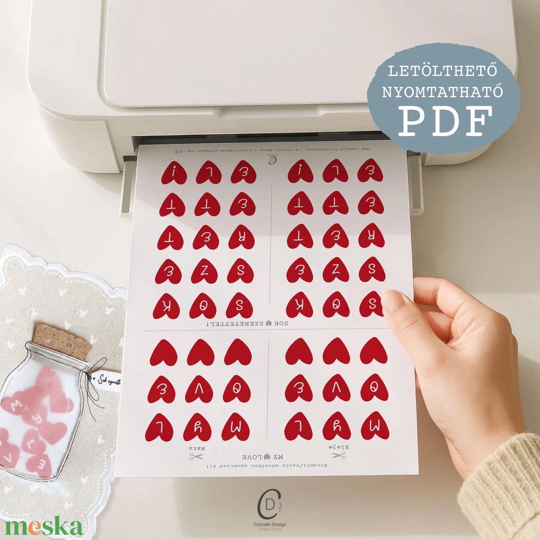 Valentin napi csináld magad képeslap, befőttes üveg ajándékkísérő, letölthető, digitális, nyomtatható - otthon & életmód - papír, írószer - ajándékozás kellékei - képeslap, üdvözlőlap - Meska.hu