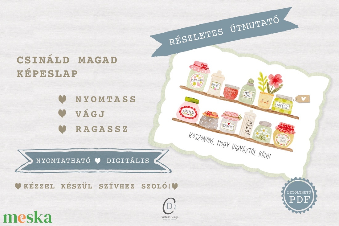 Ballagásra csináld magad képeslap, ajándékkísérő, köszönőajándék, letölthető, digitális, nyomtatható - otthon & életmód - papír, írószer - ajándékozás kellékei - képeslap, üdvözlőlap - Meska.hu
