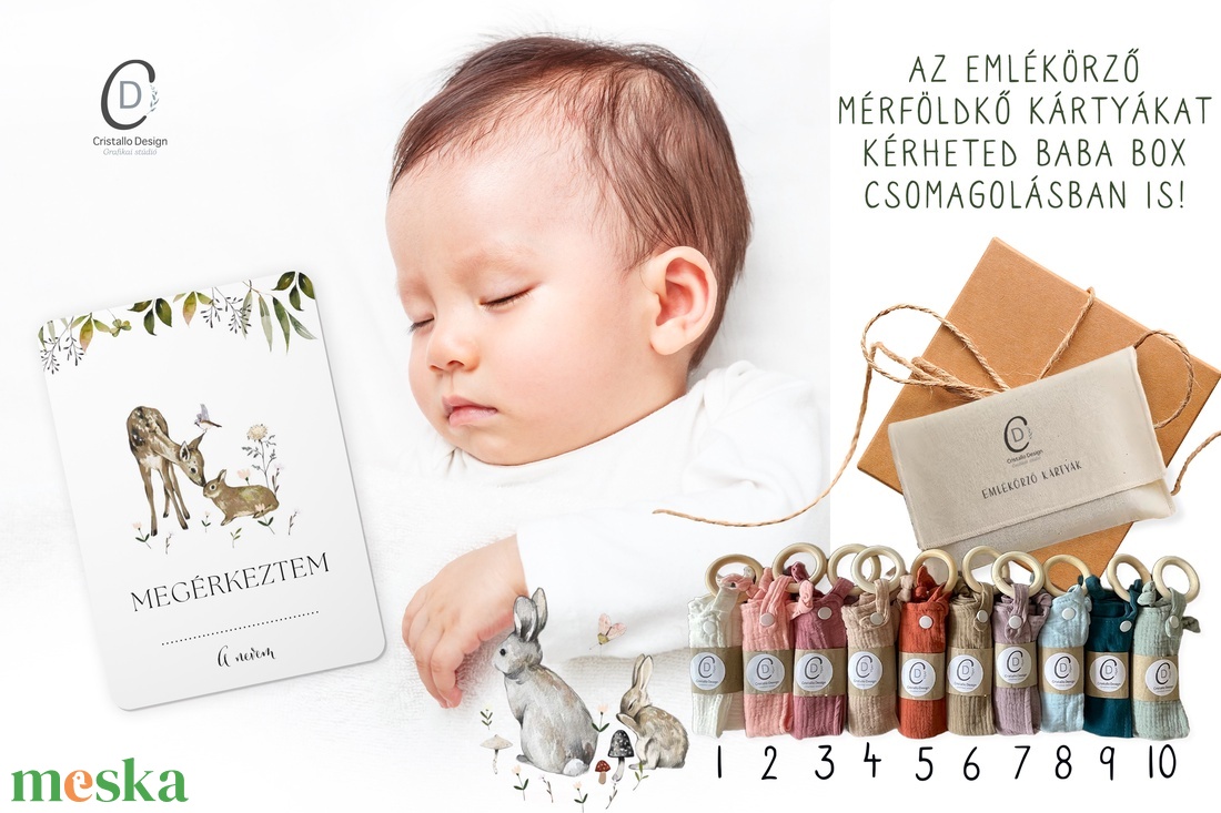 Mérföldkő kártya, erdei állatos, baba box 16 db - baba - mama - babafotózás - baba mérföldkő kártyák - Meska.hu