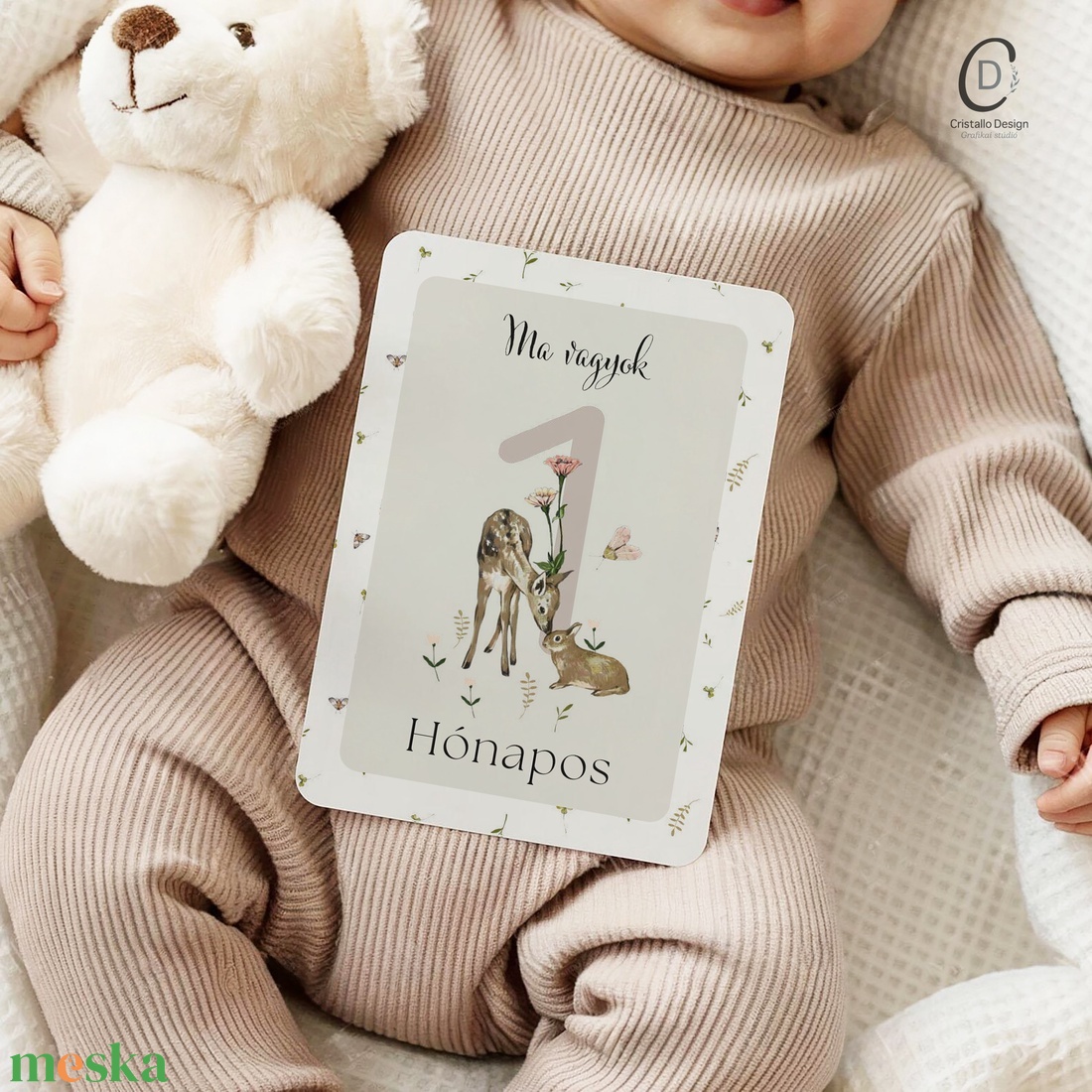 Mérföldkő kártya, erdei állatos, baba box 16 db - baba - mama - babafotózás - baba mérföldkő kártyák - Meska.hu