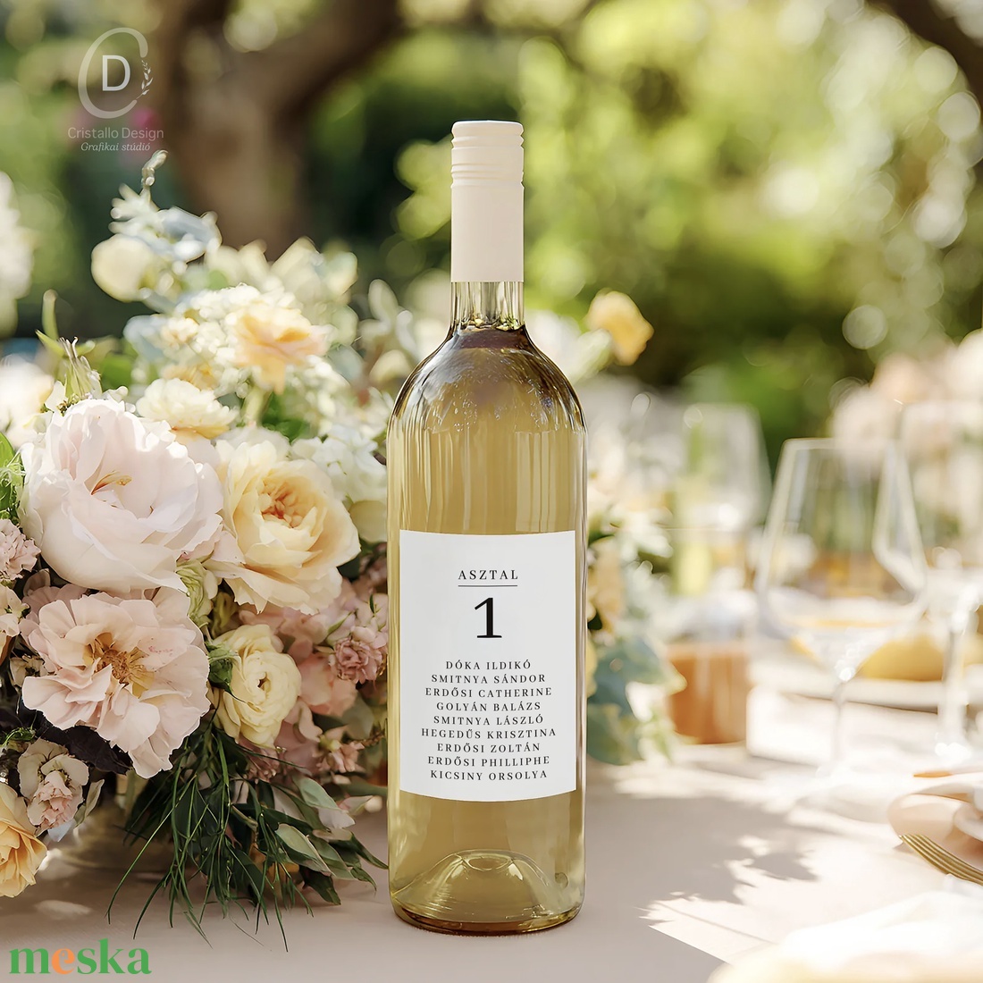 Minimál ültetési rend, asztalszám, esküvői borospalack címke szett 8 db - esküvő - meghívó & kártya - ültetési rend - Meska.hu