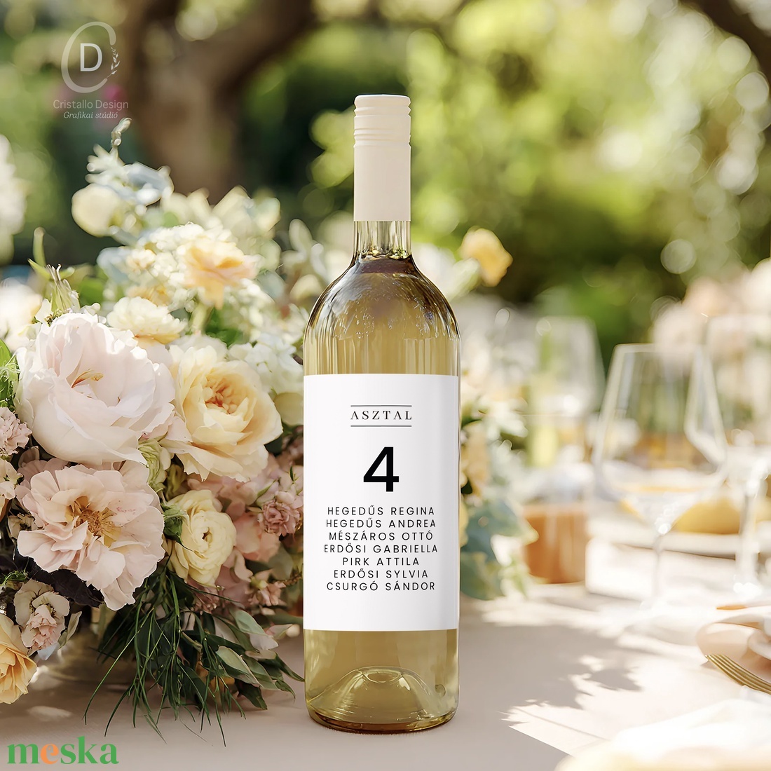 Olivia minimál ültetési rend, asztalszám, esküvői borospalack címke szett 8 db - esküvő - meghívó & kártya - ültetési rend - Meska.hu