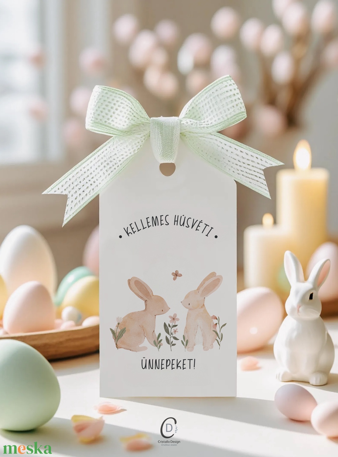 Húsvéti ajándékkísérő, nyuszis ajándékátadó címke szett 6 db - otthon & életmód - papír, írószer - ajándékozás kellékei - ajándékkísérő - Meska.hu