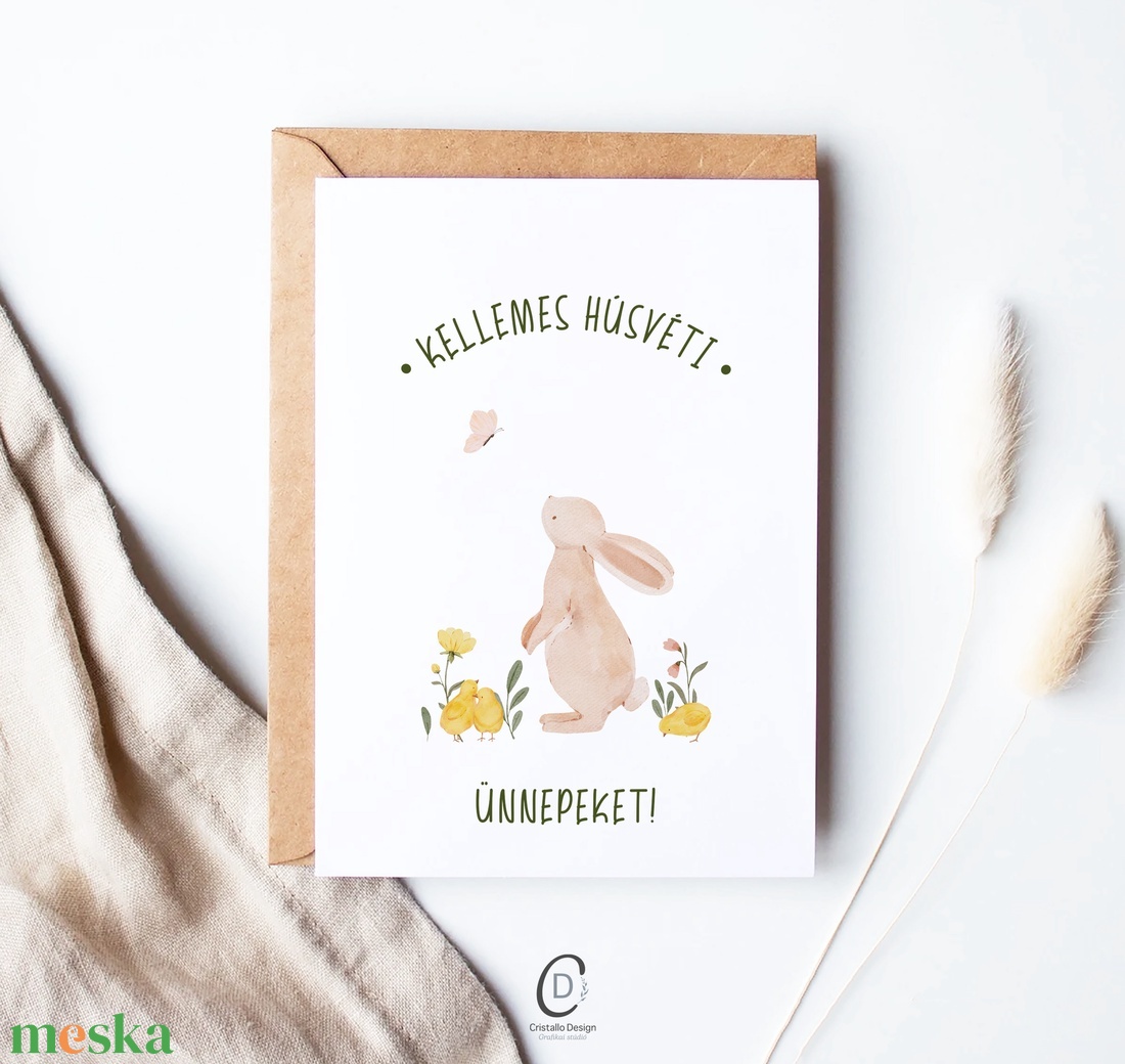 Húsvéti képeslap, nyuszis üdvözlőlapok, tavaszi ajándékkísérő szett 3 db - ünnepi díszek, dekorációk - húsvéti díszek és dekorációk - húsvéti képeslapok - Meska.hu