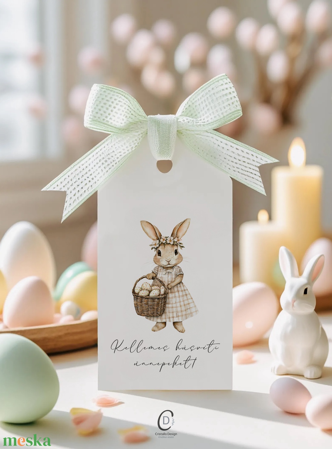 Húsvéti ajándékkísérő, nyuszis ajándékátadó címke szett 6 db - otthon & életmód - papír, írószer - ajándékozás kellékei - ajándékkísérő - Meska.hu