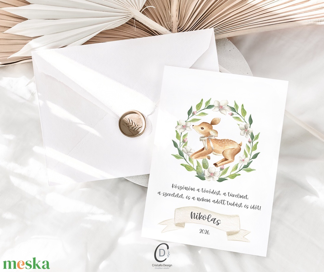 Köszönőajándék óvó néniknek, ballagásra búcsúajándék, őzikés ajándékkísérő - otthon & életmód - papír, írószer - ajándékozás kellékei - képeslap, üdvözlőlap - Meska.hu