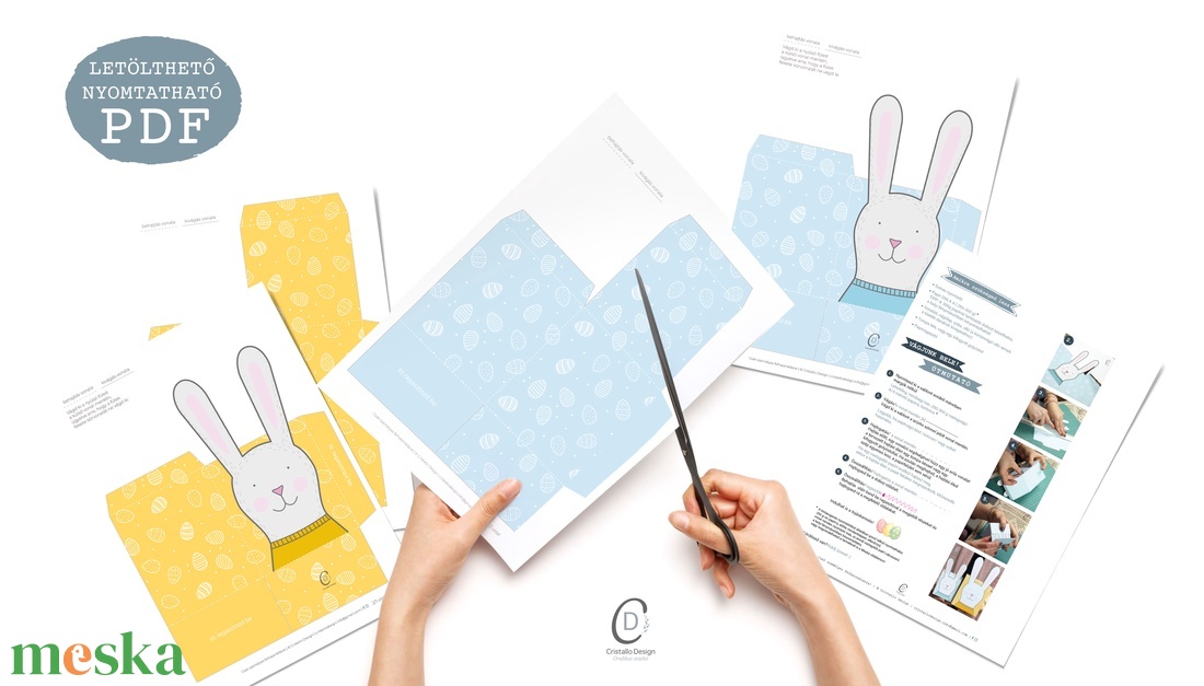 Húsvétra nyuszis ajándékdoboz, tojásgyűjtő, csináld magad, digitális, letölthető, nyomtatható - diy (csináld magad) - egységcsomag - Meska.hu