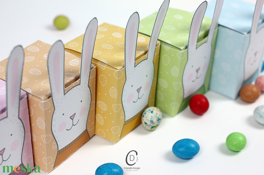 Húsvétra nyuszis ajándékdoboz, tojásgyűjtő, csináld magad, digitális, letölthető, nyomtatható - diy (csináld magad) - egységcsomag - Meska.hu