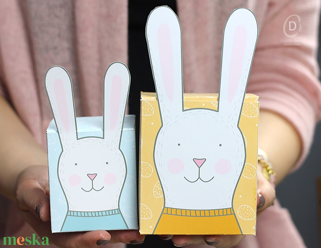 Húsvétra nyuszis ajándékdoboz, tojásgyűjtő, csináld magad, digitális, letölthető, nyomtatható - diy (csináld magad) - egységcsomag - Meska.hu