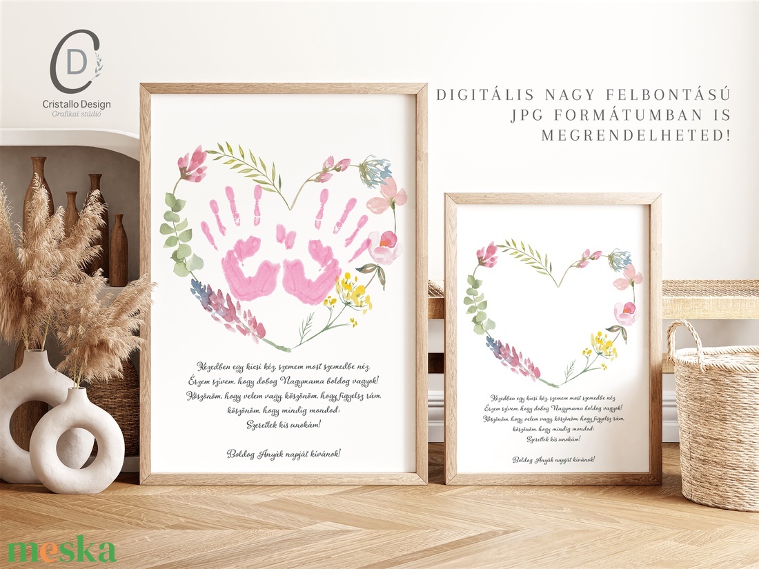 Anyák napi ajándék nagymamáknak, egyedi kézlenyomatos poszter, verses ajándék - otthon & életmód - dekoráció - kép & falikép - poszter - Meska.hu