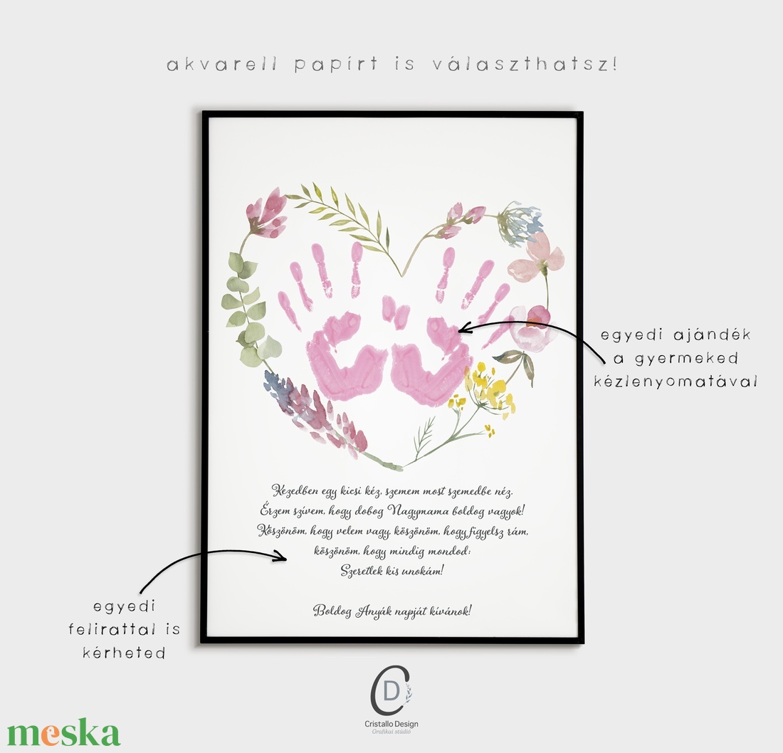 Anyák napi ajándék nagymamáknak, egyedi kézlenyomatos poszter, verses ajándék - otthon & életmód - dekoráció - kép & falikép - poszter - Meska.hu