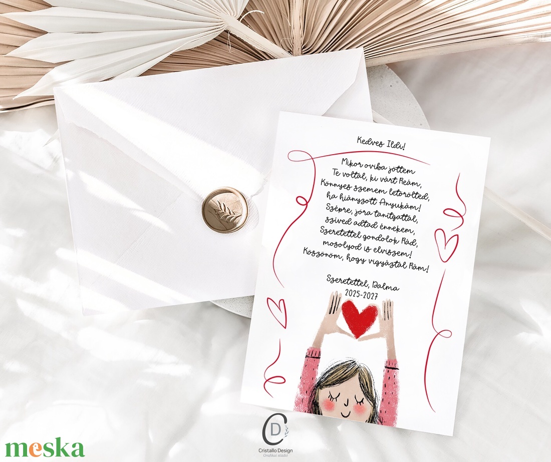 Köszönőajándék óvó néniknek, ballagásra búcsúajándék, szívecskés ajándékkísérő - otthon & életmód - papír, írószer - ajándékozás kellékei - képeslap, üdvözlőlap - Meska.hu