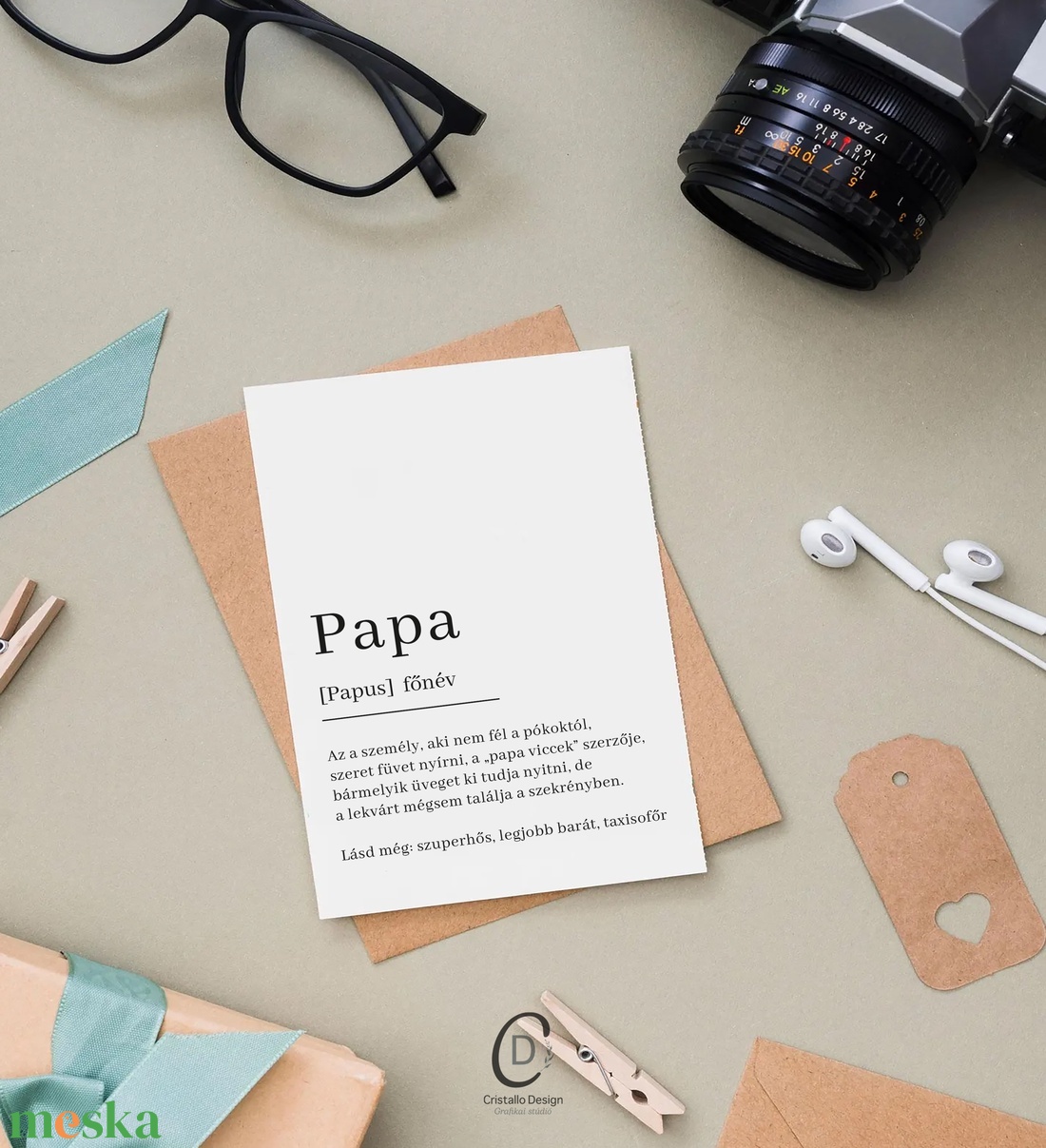 Legjobb apa, papa definíciós képeslap, poszter, az apa vagy papa szó vicces meghatározása, apák napi ajándék - otthon & életmód - papír, írószer - ajándékozás kellékei - ajándékkísérő - Meska.hu