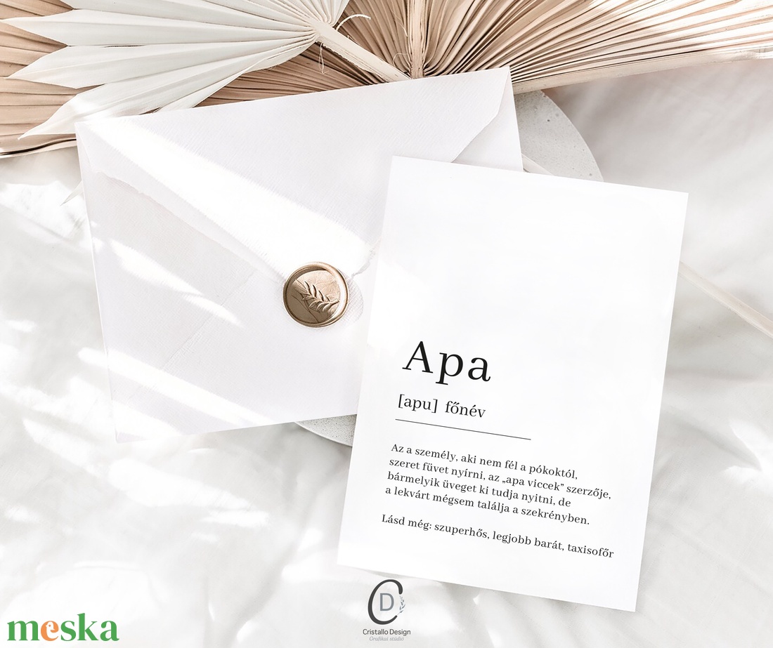 Legjobb apa, papa definíciós képeslap, poszter, az apa vagy papa szó vicces meghatározása, apák napi ajándék - otthon & életmód - papír, írószer - ajándékozás kellékei - ajándékkísérő - Meska.hu
