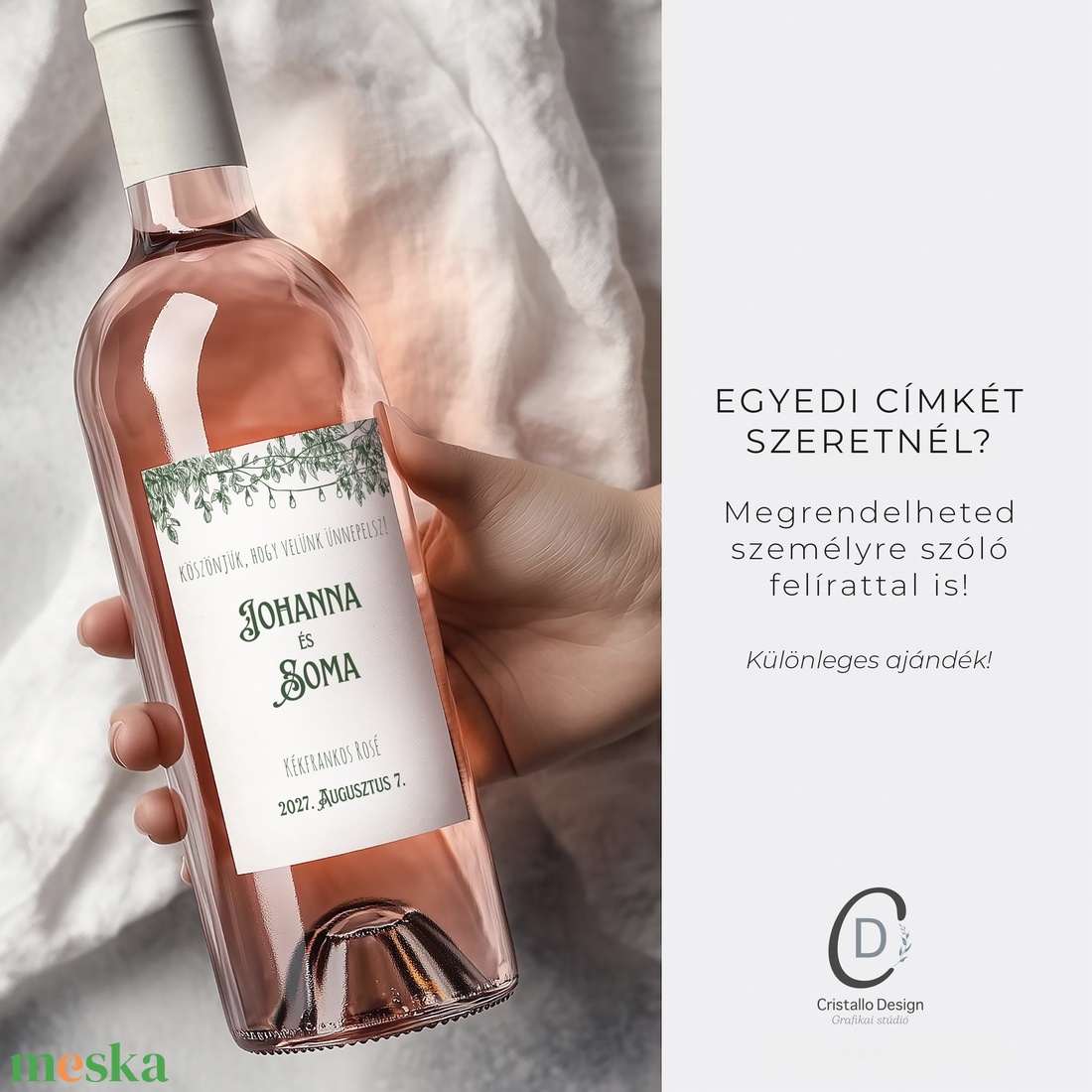 Vineyard boros, pálinkás címke, esküvői köszönő ajándék matrica, szülőköszöntő - esküvő - emlék & ajándék - köszönőajándék - Meska.hu