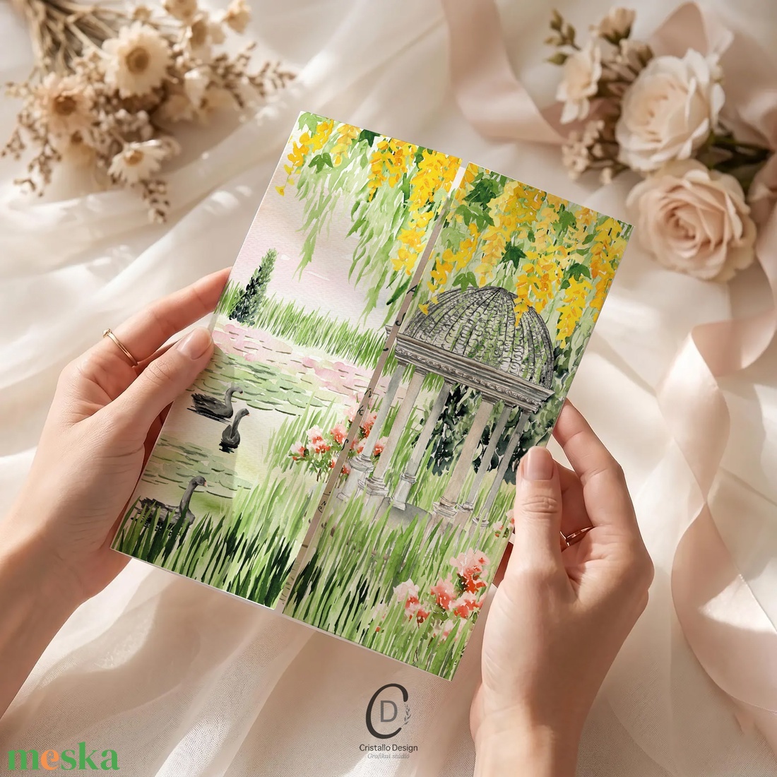Monet kertje, esküvői meghívó, kinyitható idővonalas esküvői lap - esküvő - meghívó & kártya - meghívó - Meska.hu