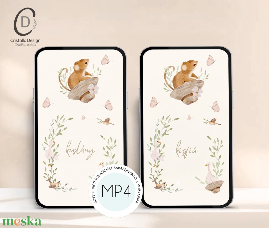 Animált bababejelentő videó a mobilodra, digitálisan küldhető képeslap - baba - mama - babaemlékek - bababejelentők - Meska.hu