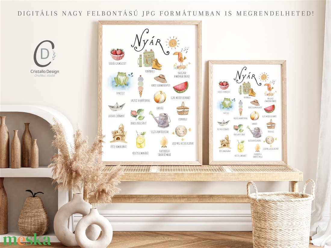 Nyári tennivalók gyerekeknek, Montessori oktatóplakát, készülj a vakációra - baba - mama - babaszoba dekoráció - babaszoba kép - Meska.hu