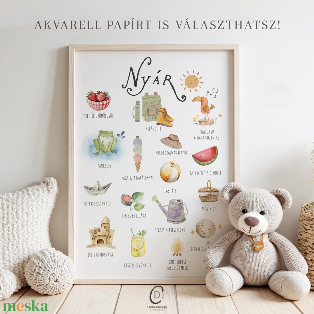 Nyári tennivalók gyerekeknek, Montessori oktatóplakát, készülj a vakációra - baba - mama - babaszoba dekoráció - babaszoba kép - Meska.hu