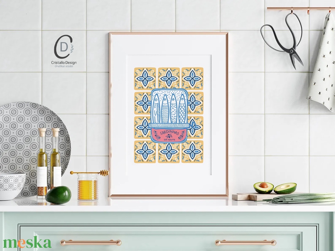 Mediterrán konyhai poszter, azulejo fali dekoráció, portugál kép - otthon & életmód - dekoráció - kép & falikép - poszter - Meska.hu