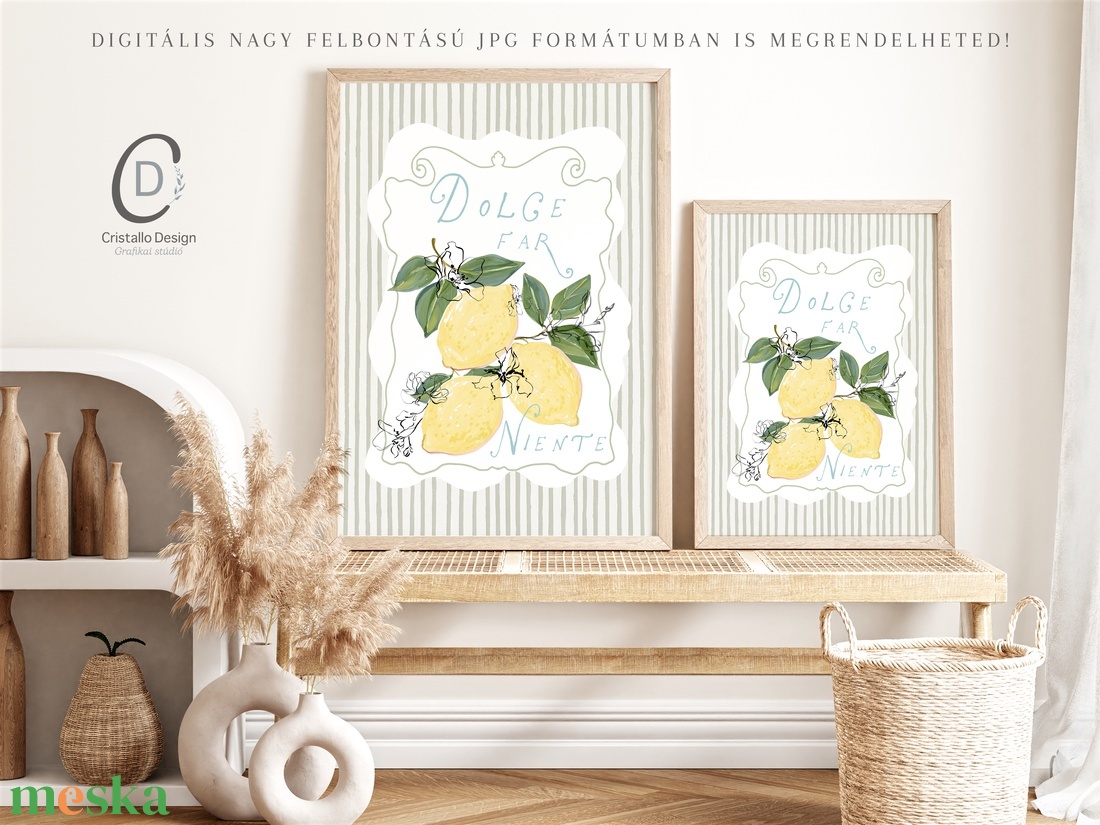 Mediterrán konyhai poszter, motivációs fali dekoráció, Dolce far Niente kép - otthon & életmód - dekoráció - kép & falikép - poszter - Meska.hu