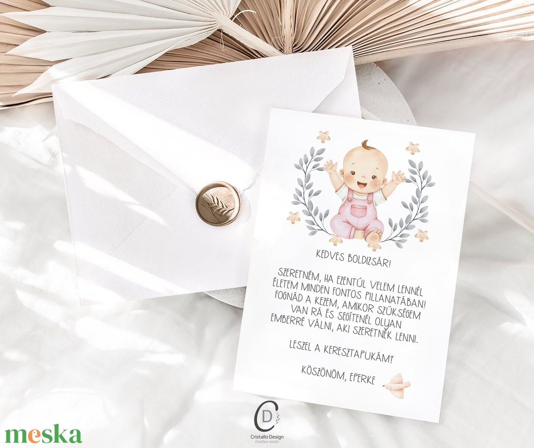 Keresztszülő felkérő kártya, személyre szabott ajándékkísérő - baba - mama - keresztelő kellékek - keresztszülő felkérő - Meska.hu