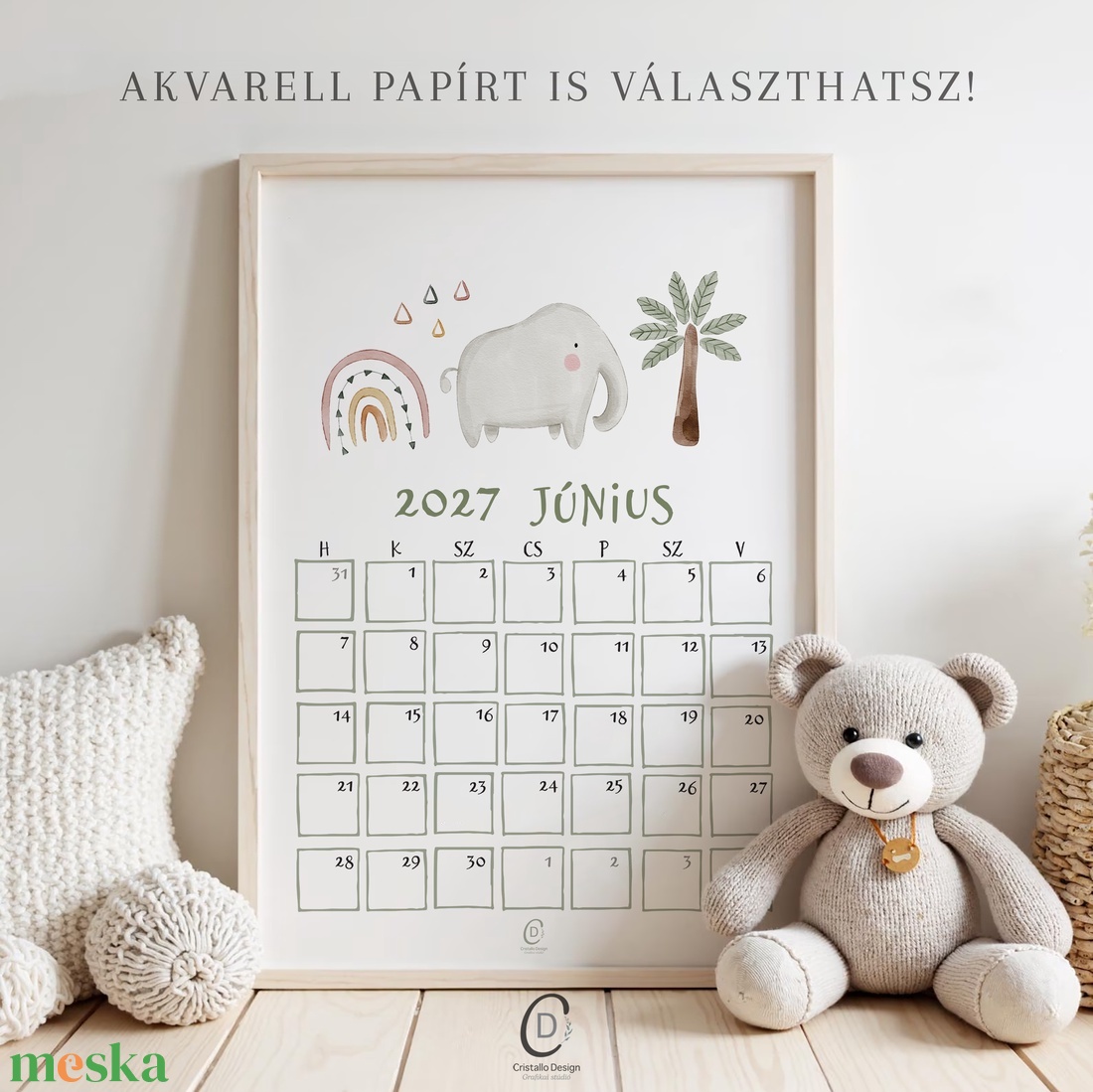 Naptár 2027, szafari állatos havi tervező, digitális letölthető - otthon & életmód - papír, írószer - naptár & tervező - Meska.hu