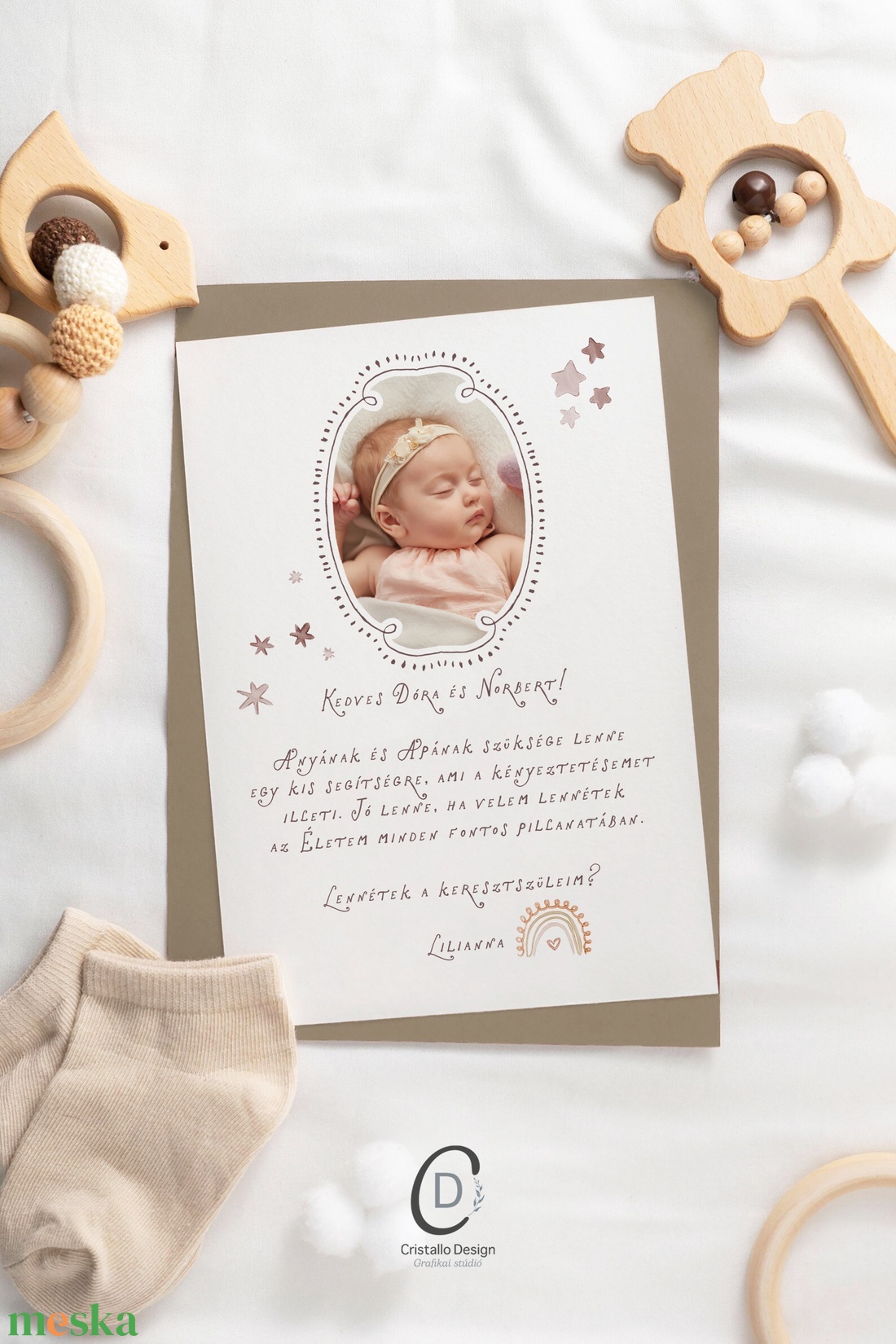 Fényképes keresztszülő felkérő kártya, ajándékkísérő, képeslap - baba - mama - keresztelő kellékek - keresztszülő felkérő - Meska.hu