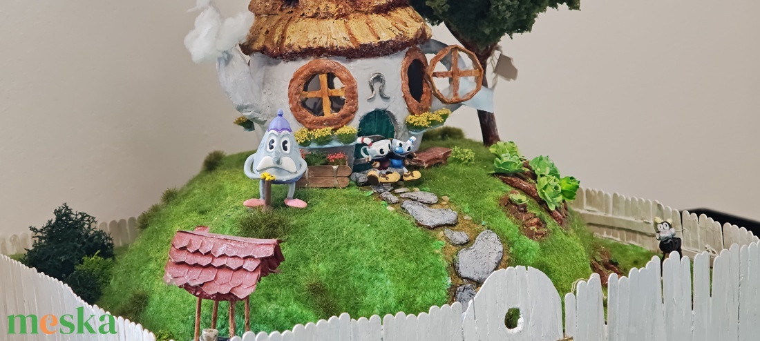 Cuphead-ház (Csészefej és Bögrearc): mágneses, cserélhető figurákkal, LED fénnyel - játék & sport - szerepjáték - Meska.hu