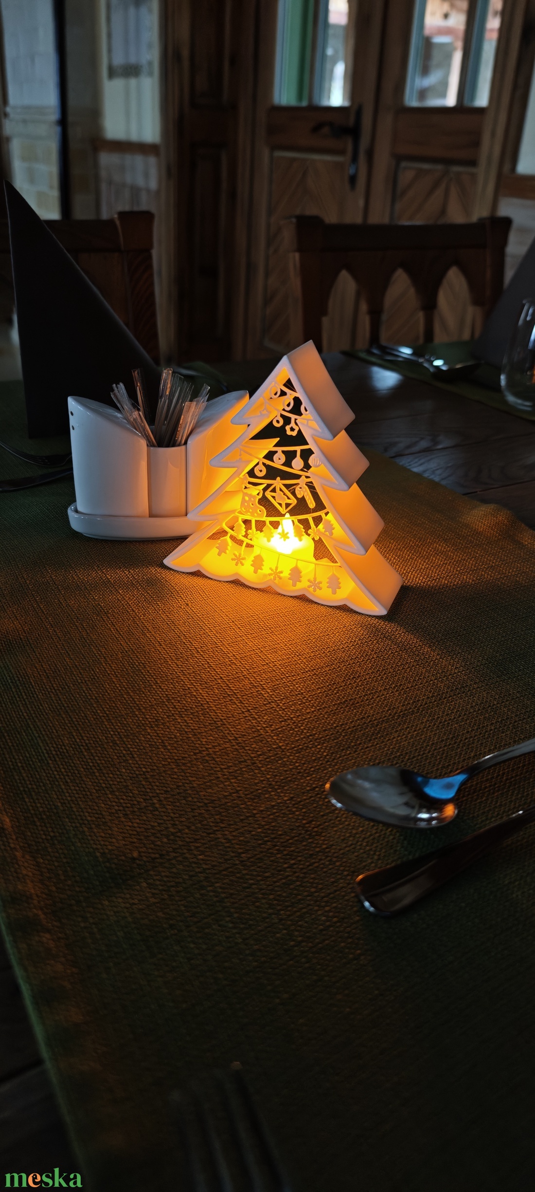 Karácsonyi asztali dekoráció  - karácsony - karácsonyi lakásdekoráció - karácsonyi fénydekoráció - Meska.hu