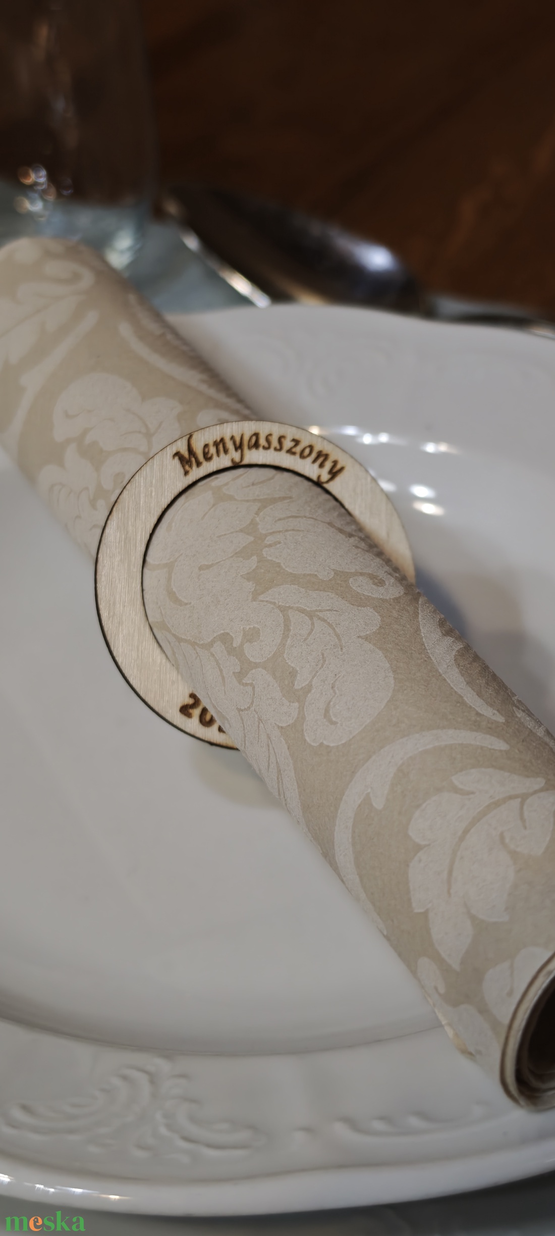 Egyedi gravírozott szalvéta gyűrűk  - esküvő - dekoráció - tábla & jelzés - Meska.hu