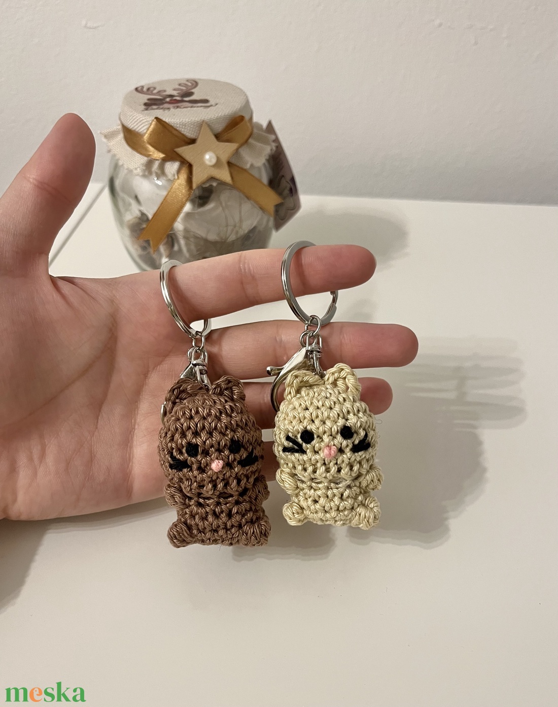 Horgolt cica kulcstartó - táska & tok - kulcstartó & táskadísz - kulcstartó - Meska.hu