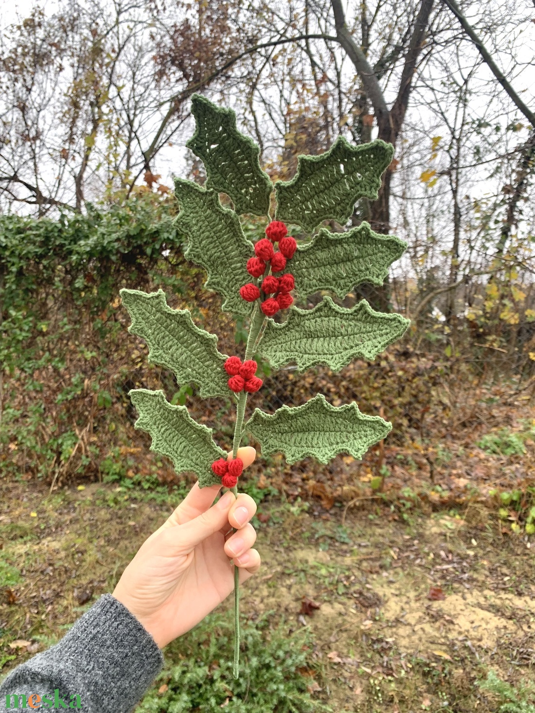 horgolt magyalág - otthon & életmód - dekoráció - virágdísz és tartó - csokor & virágdísz - Meska.hu