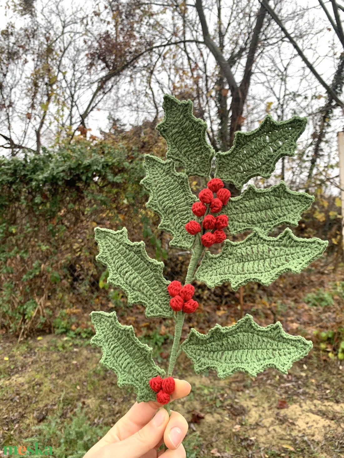 horgolt magyalág - otthon & életmód - dekoráció - virágdísz és tartó - csokor & virágdísz - Meska.hu