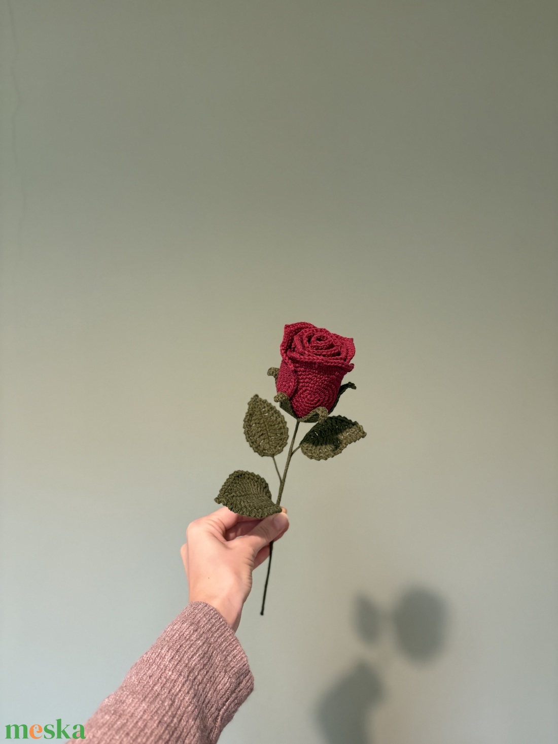 horgolt vörös rózsa - otthon & életmód - dekoráció - Meska.hu