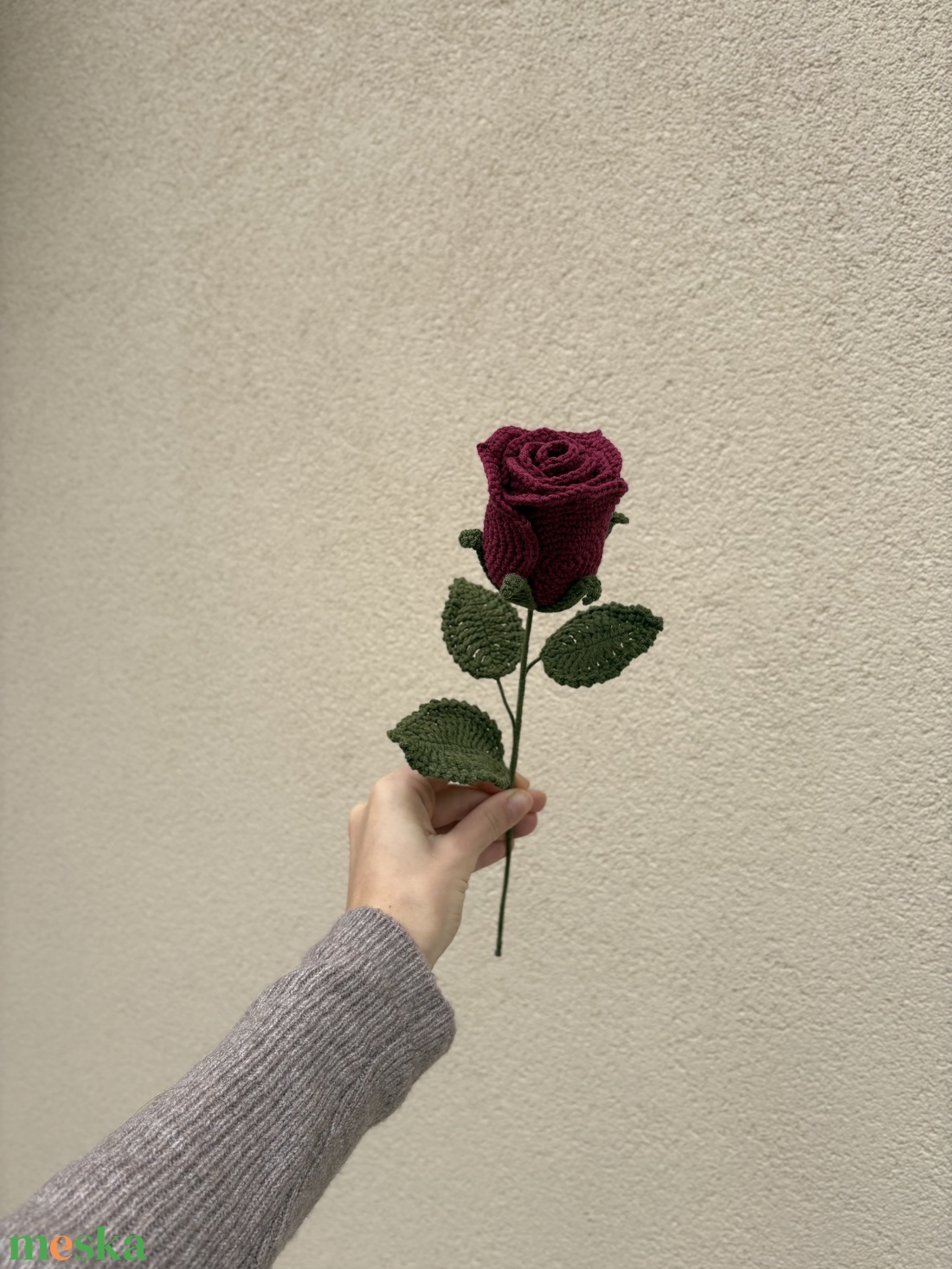 horgolt vörös rózsa - otthon & életmód - dekoráció - Meska.hu