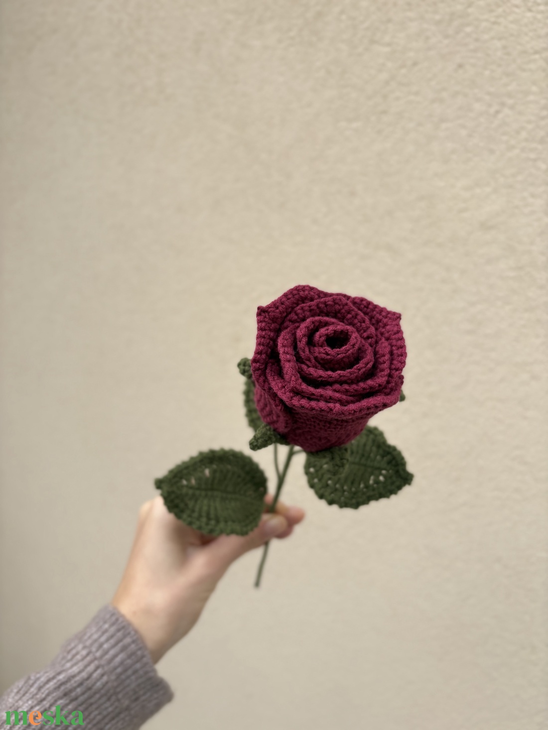 horgolt vörös rózsa - otthon & életmód - dekoráció - Meska.hu