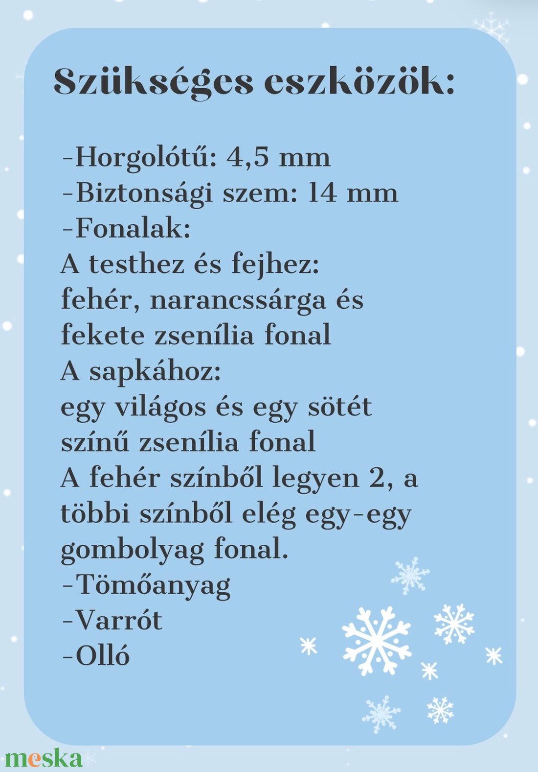 Hóember horgolás minta (PDF) - diy (csináld magad) - szabásminta, útmutató - horgolási minta - Meska.hu Hóember horgolás minta (PDF) - diy (csináld magad) - szabásminta, útmutató - horgolási minta - Meska.hu