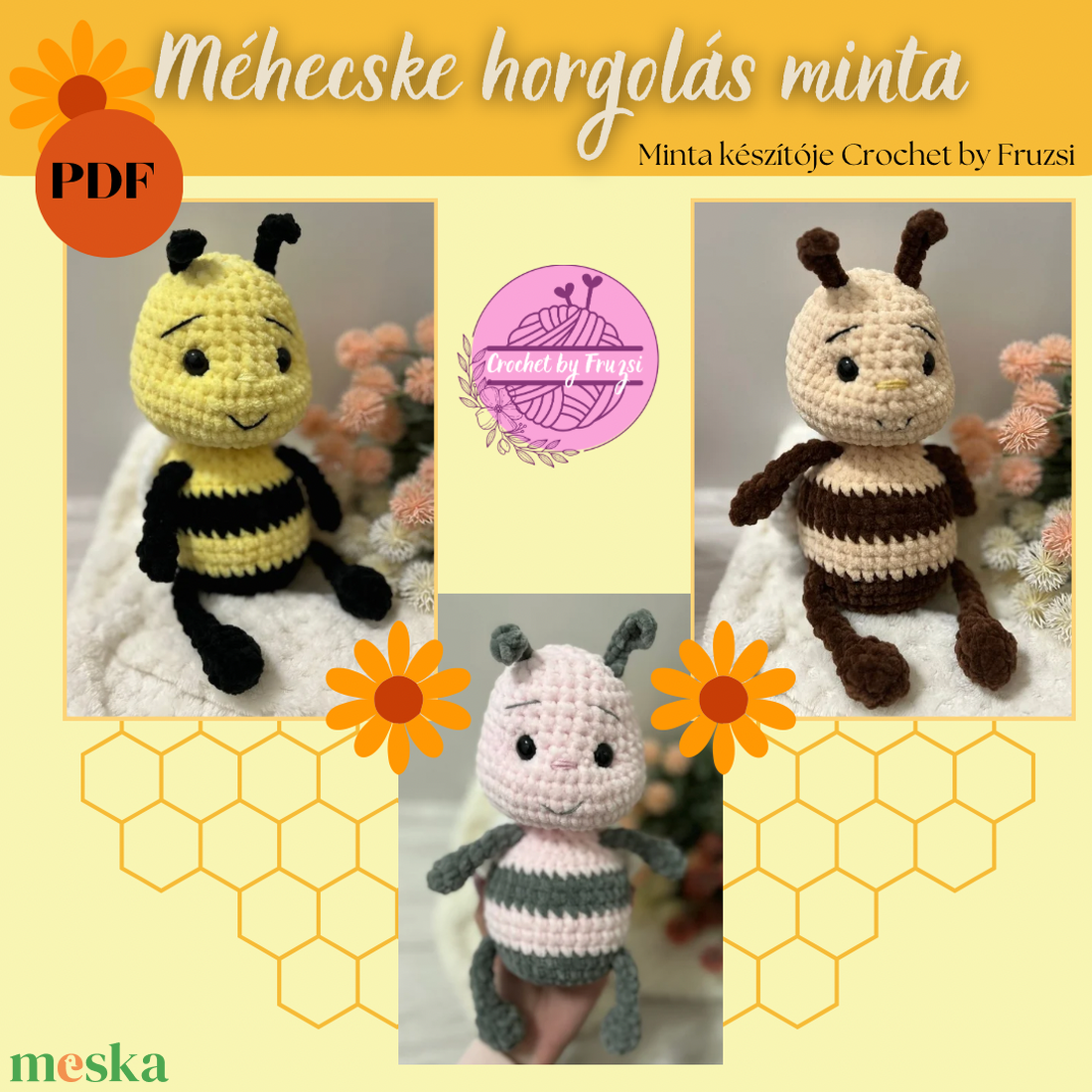 Méhecske horgolási minta (PDF formátumban) - diy (csináld magad) - szabásminta, útmutató - horgolási minta - Meska.hu Méhecske horgolási minta (PDF formátumban) - diy (csináld magad) - szabásminta, útmutató - horgolási minta - Meska.hu