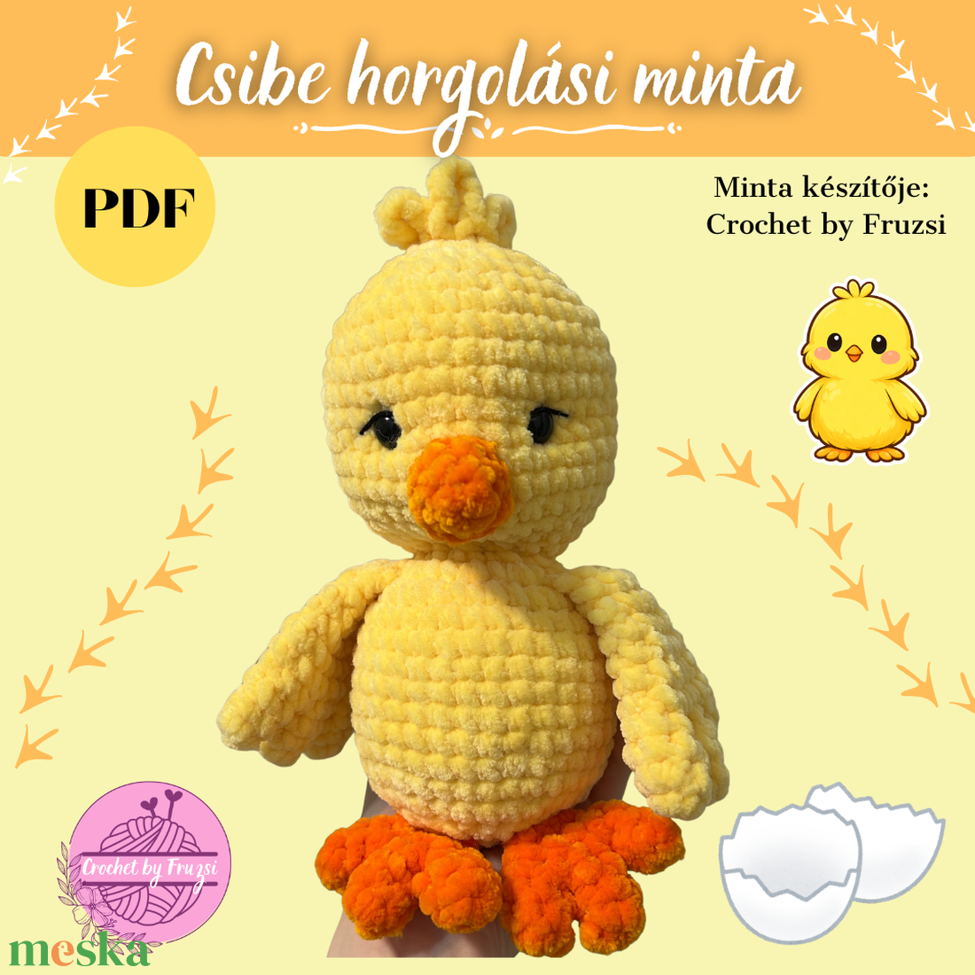 Csibe horgolási minta( PDF formátumban) - diy (csináld magad) - szabásminta, útmutató - horgolási minta - Meska.hu
