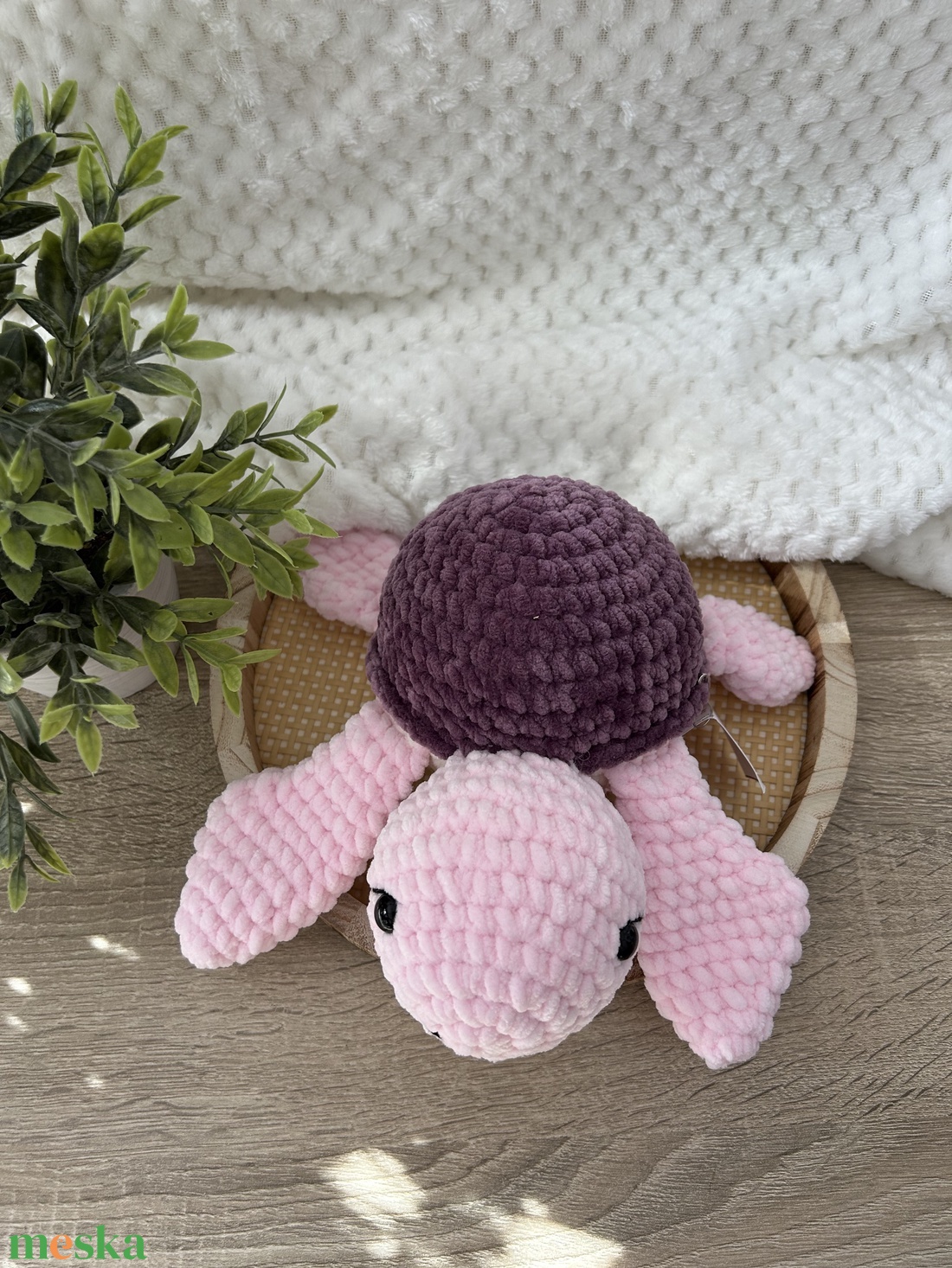 Nagy horgolt teknős (sötétlila-világosrózsaszín-fehér) - játék & sport - plüssállat & játékfigura - más figura - Meska.hu