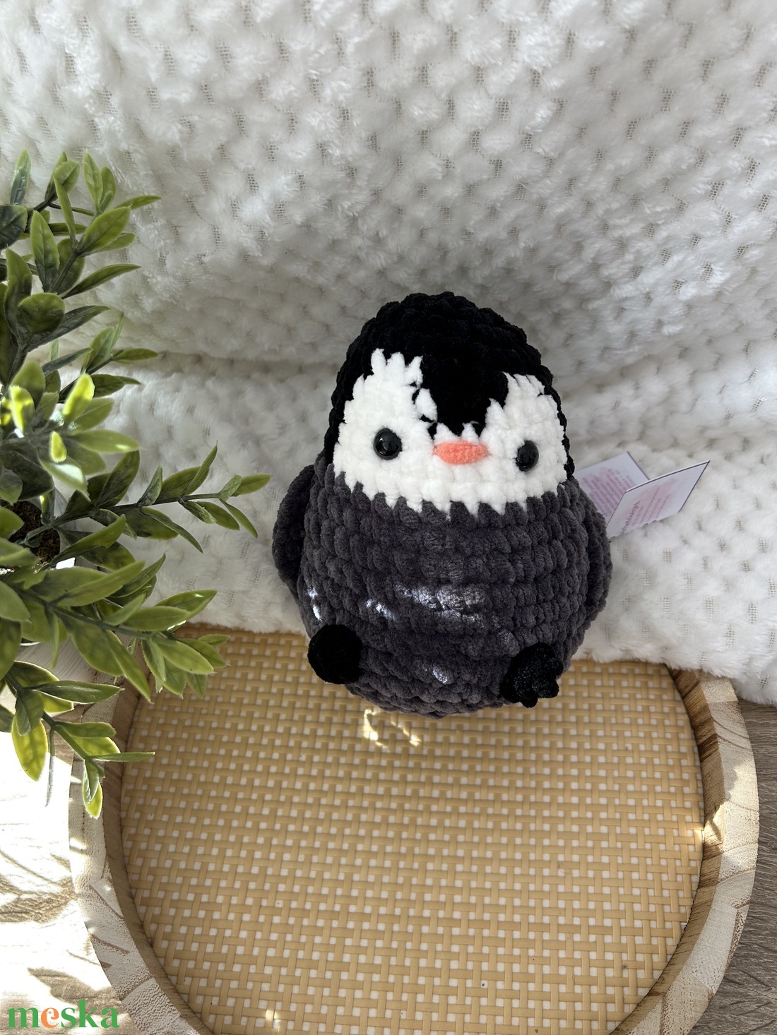 Horgolt pingvin (fekete-sötétszürke) - játék & sport - plüssállat & játékfigura - más figura - Meska.hu